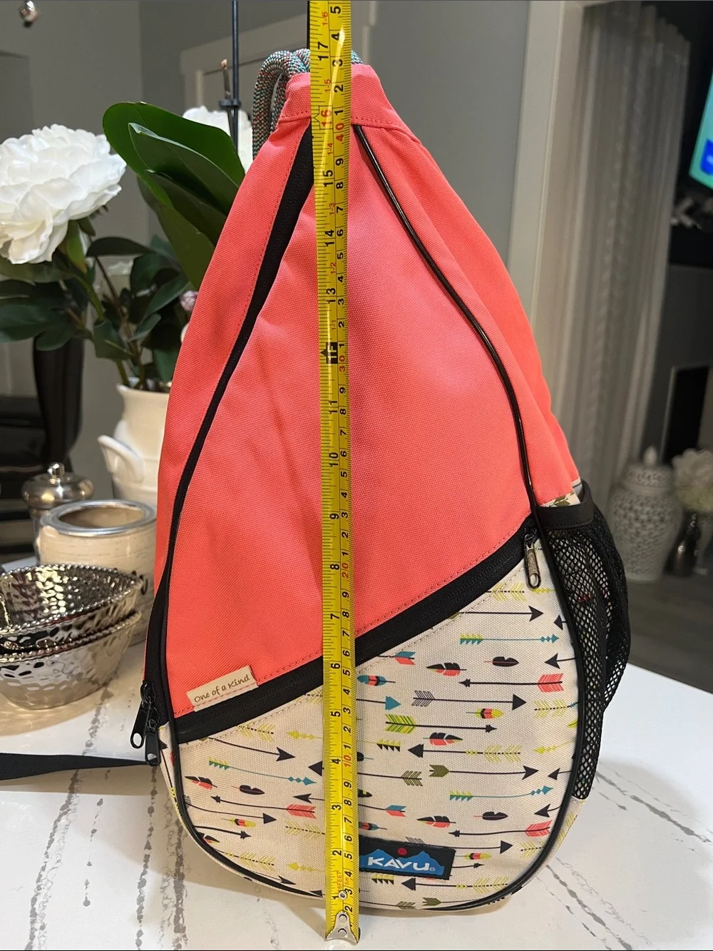 Kavu Rope Coral Sling Bag with Cream Arrow Print One of a Kind